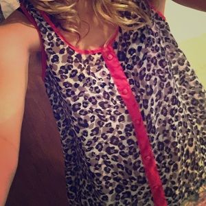 Grey, black and pink cheetah tank