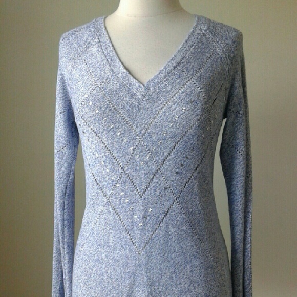 Vee neck raglan tunic pullover sweater - Picture 3 of 3