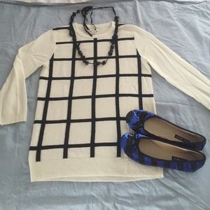 Womens J.Crew cream /black sweater, XS