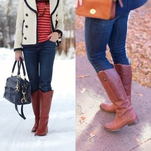 Frye Melissa Button Cognac Leather Riding Boot