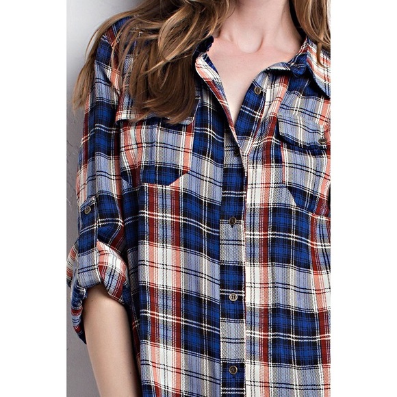 •FINAL PRICE• Something Borrowed Plaid Top - Picture 3 of 4