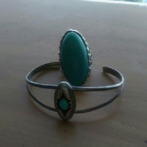 Sterling silver bracelet and ring