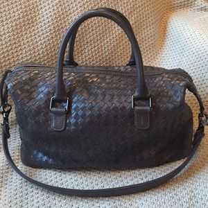 Jessica Jensen gray leather handbag.