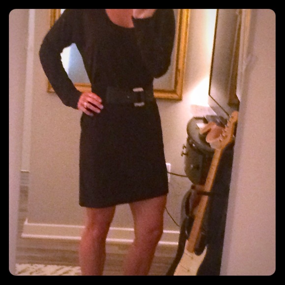 Lilla P NWT long-sleeved black Pima cotton dress.