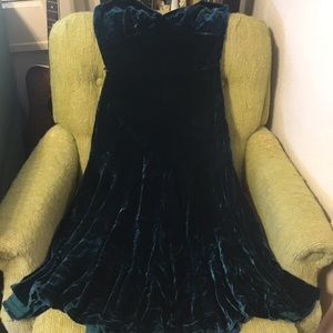Vintage Betsey Johnson Teal Crushed Velvet Dress!