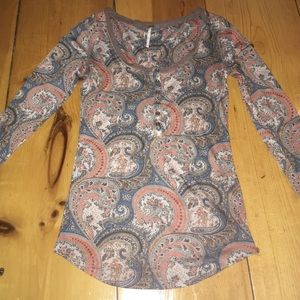 Beautiful Paisley Free People Long Sleeve