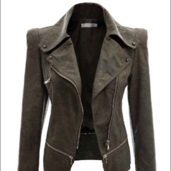Pointed Shoulder Leather Jacket - Picture 3 of 3