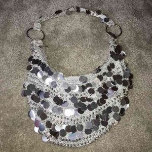 Silver and sparkly purse