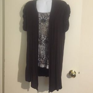 Brown Cardigan with Built-in Tank
