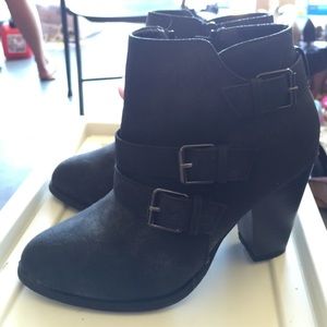 Black buckle booties