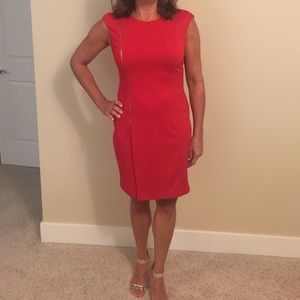 Red Calvin Klein Sheath Dress