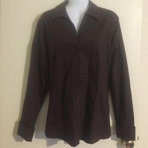 Chocolate Brown Button Up Blouse with French Cuffs