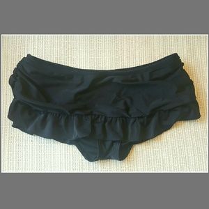 Black Ruffled Skirt Bikini Bottom