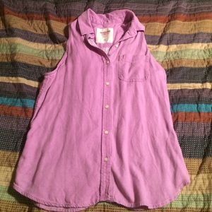 Button up tank top shirt