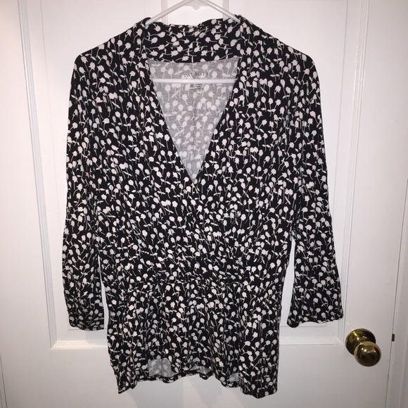 Talbots Mock Wrap 3/4 Sleeve Top XL EUC