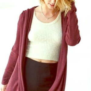 Silence + noise oxblood hooded cardigan