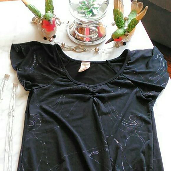 TOPIA SPARKLE TOP SIZE XS, BLACK SHORT SLEEVES - Picture 4 of 4