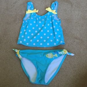 LIKE NEW Blue Fish Polka Dot Bathing suit