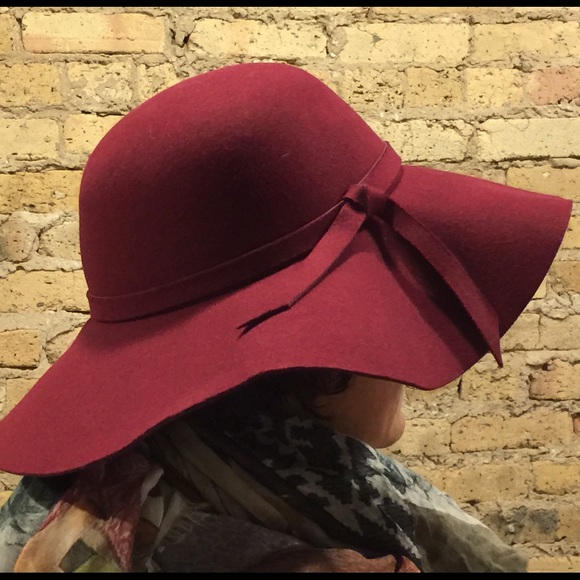 Maroon Felt Floppy Boho Hat - Picture 4 of 4