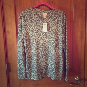 Chicos size 1 nwt long sleeve knit animal print