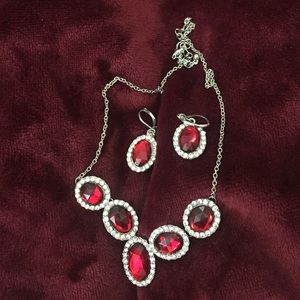 Beautiful ruby red necklace and matching earrings