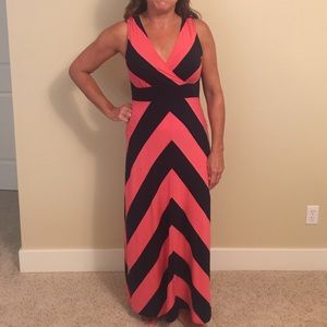 Tommy Hilfiger Coral and Navy Maxi Dress