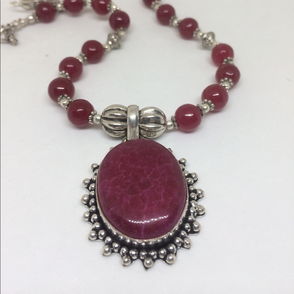 ⬇️SALE🎀STERLING SILVER🎀RUBY HANDCRAFTED NECKLACE - Picture 1 of 6