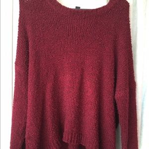 oversized burgundy knit sweater