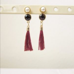 Jewelry tassel earrings- Burgundy