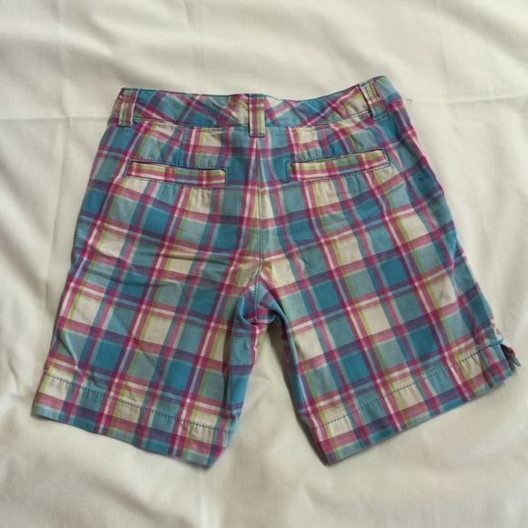Girl's Blue Plaid Shorts - Picture 2 of 4