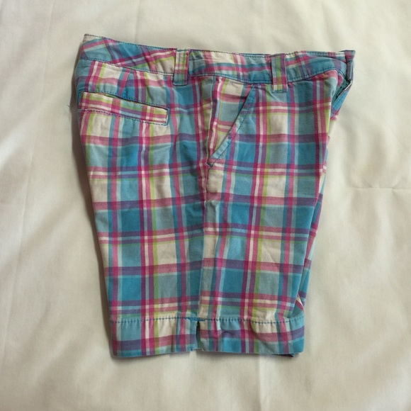 Girl's Blue Plaid Shorts - Picture 3 of 4