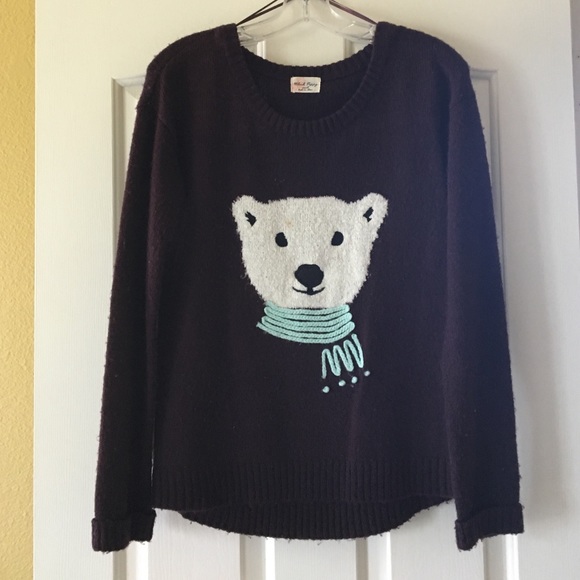 Purple sweater with polar bear on front