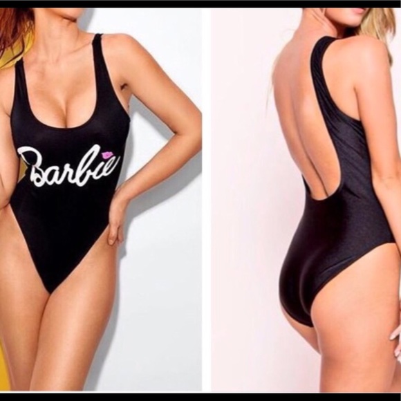 BLACK BARBIE SWIMSUIT ONE PIECE MONOKINI - Picture 7 of 8
