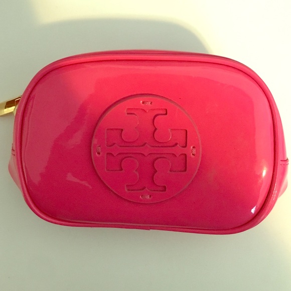 Pink Tory Burch cosmetic pouch