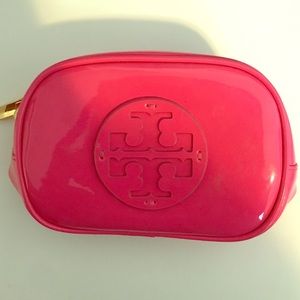Pink Tory Burch cosmetic pouch