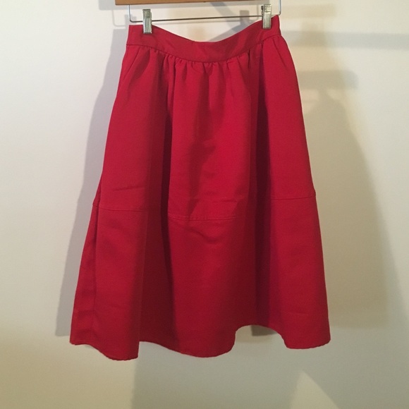 red midi skirt