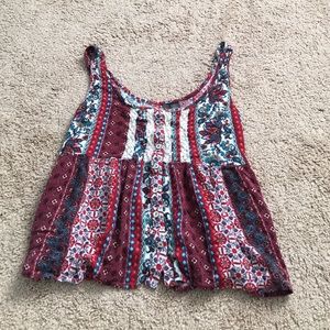 Bohemian style, slightly cropped tank top