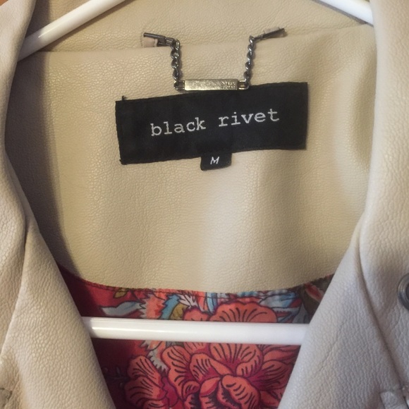 Cream and Black Faux Leather Jacket, NEVER WORN - Picture 2 of 3