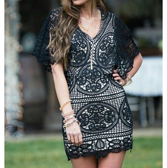Black Crochet Dress