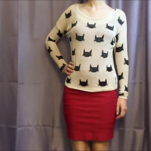 NWT Cat print sweater with rhinestones