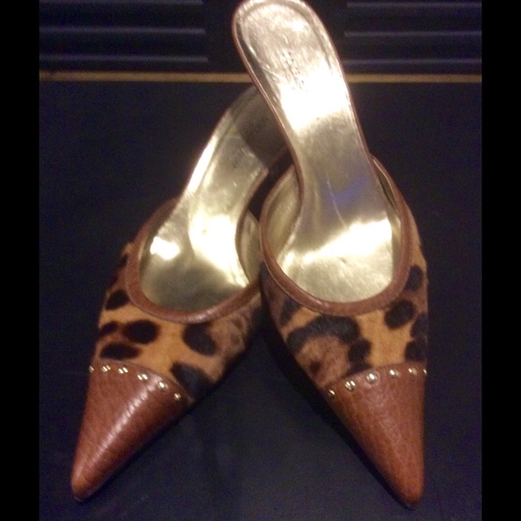 Dolce Gabbana Leopard Calf Hair Mules Sz. 39 1/2