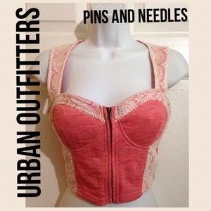 Pins and Needles Pink Bustier look Crop Top SMALL