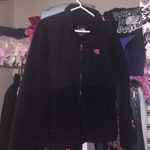 BLACK North Face Jacket w/ pink accent