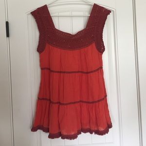 Free People Sleeveless Lace Orange Top size Large