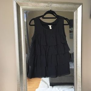 ✨💗PRICE FIRM💗✨J. Crew Black Silk Ruffle Top