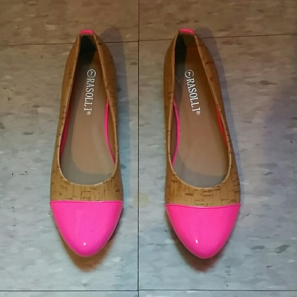 NEON PINK & CORK colored flats