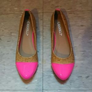 NEON PINK & CORK colored flats