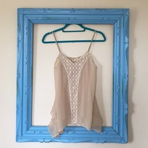 ⚡️One Day Sale⚡️Sheer Nude Tank with Lace Detail