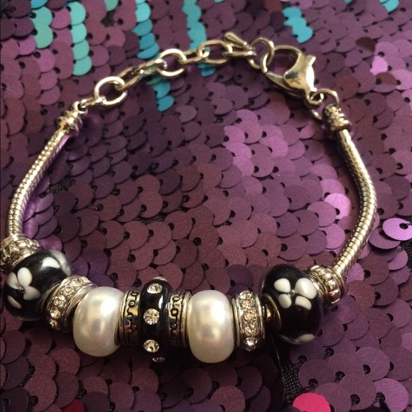 Black and Silver Pandora Style Bracelet