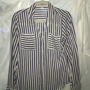 Express Portofino Blouse. Navy stripe. Size Small